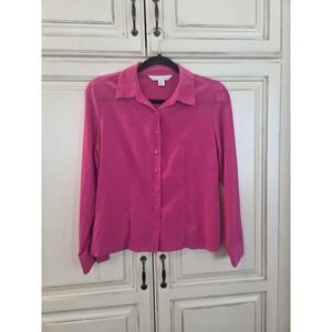 Vtg petite sophisticate Silk Top Women's Small 8 Deep Hot‎ Pink Workwear Casual